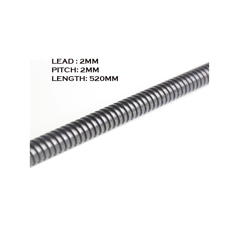 Trapezoidal Screw - 520mm , 2mm Lead 2mm Pitch