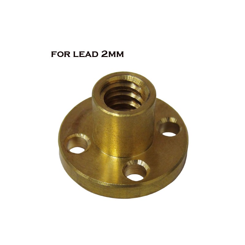 Brass Nut for Trapezoidal Screw 2mm Lead 2mm Pitch