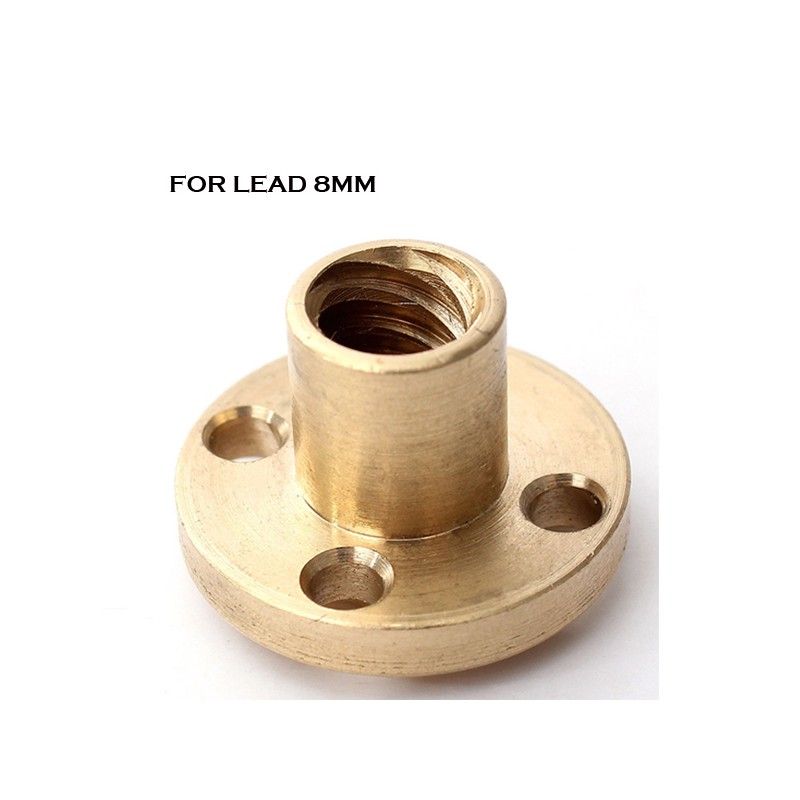 Brass Nut for Trapezoidal Screw 8mm Lead 2mm Pitch