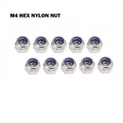 Stainless Steel M4 Hexagonal Nylon Lock Nut - 10 pcs