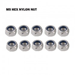 Stainless Steel M5 Hexagonal Nylon Lock Nut - 10 pcs