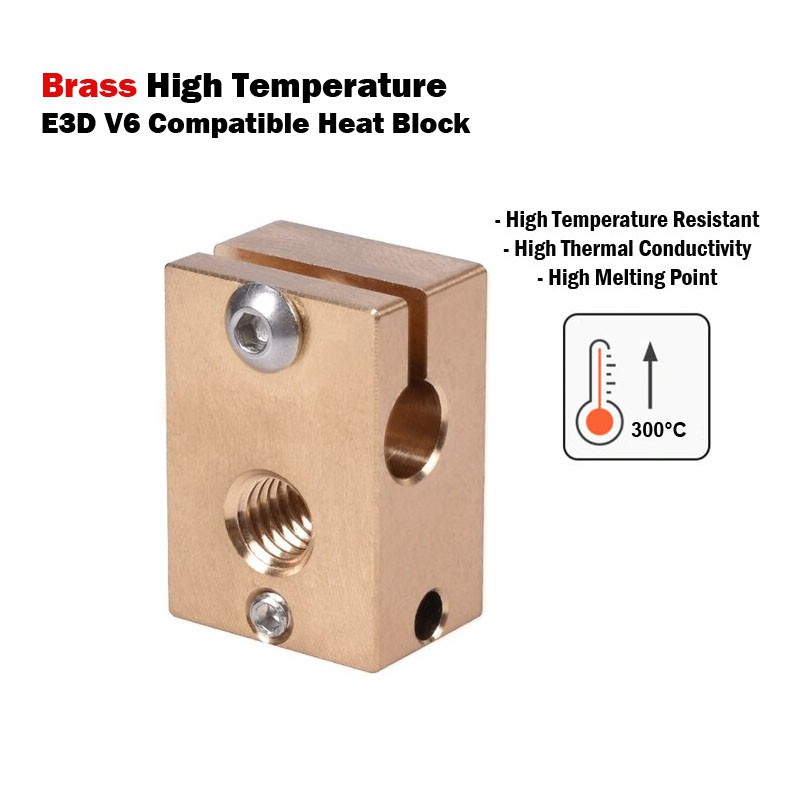 Brass High Temperature E3D V6 Compatible Heat Block