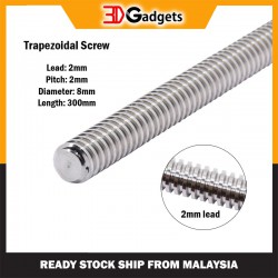 Trapezoidal Screw - 300mm , 2mm Lead 2mm Pitch