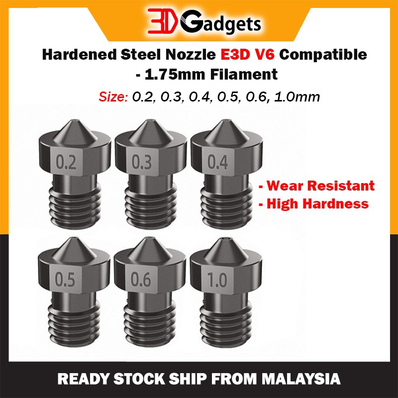 E3D V6 Compatible Hardened Steel Nozzle - 1.75mm Filament