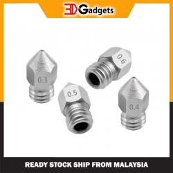 Stainless Steel MK8 M6 Threaded Nozzle - 1.75mm Filament (All Sizes)
