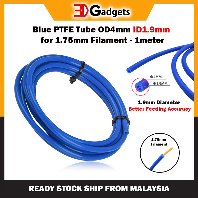 Blue PTFE Tube OD4mm ID1.9mm for 1.75mm Filament - 1meter