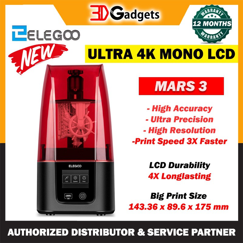 Elegoo Mars 3 ULTRA 4K HD Mono LCD MSLA Resin 3D Printer