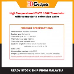 HT-NTC 100K High Temperature Thermistor with Mid Connector (1m/ 2m) E3D V6 for 3D Printer