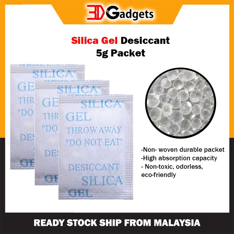 Silica Gel Dessicant 5g Packet for 3D Printer Filament Storage Non Woven High Moisture Absorptions Food Safe