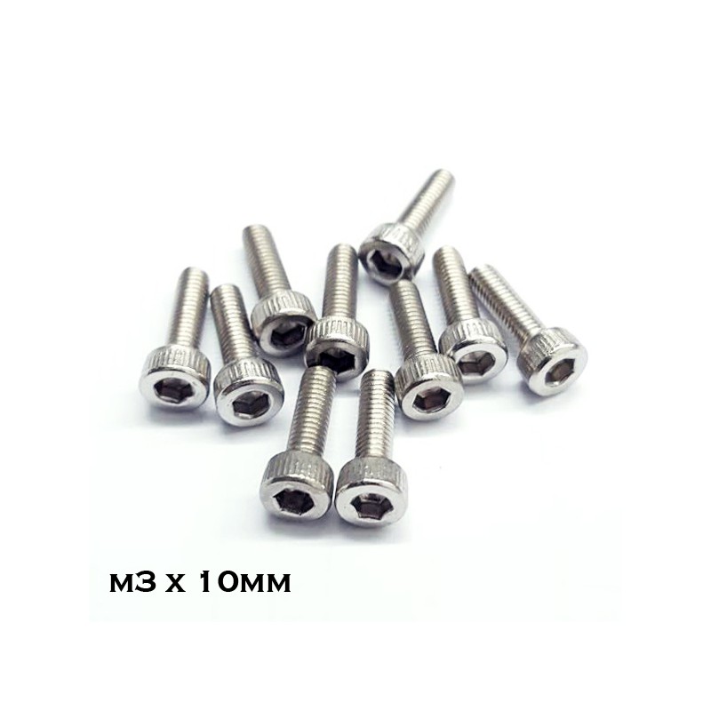 3D Gadgets  Stainless Steel M3 Hexagonal Socket Screw - 10 pcs