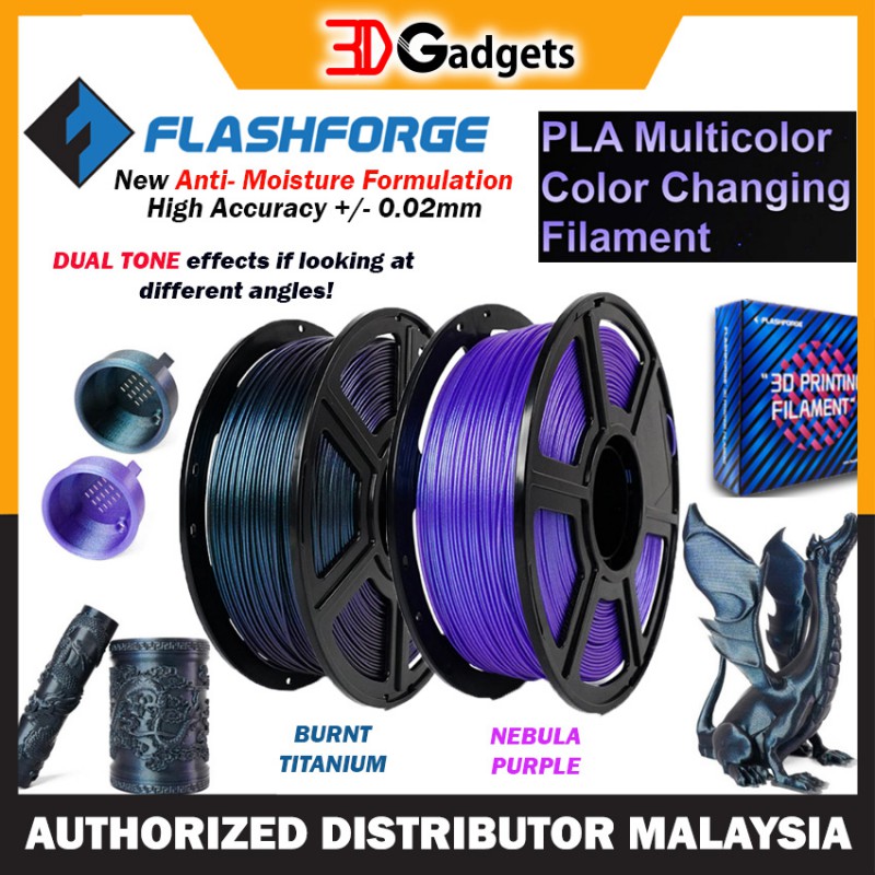 FlashForge PLA Dual Tone Multi-Color Filament for 3D Printer