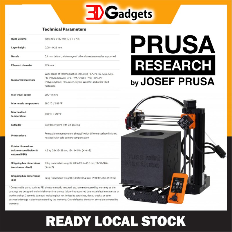 Original Prusa Mini+ DIY Kit 3D Printer | 3D Gadgets Malaysia