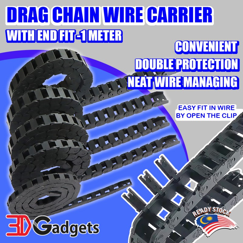 Drag Chain Wire Carrier 1 meter with End Fit for 3D Printer