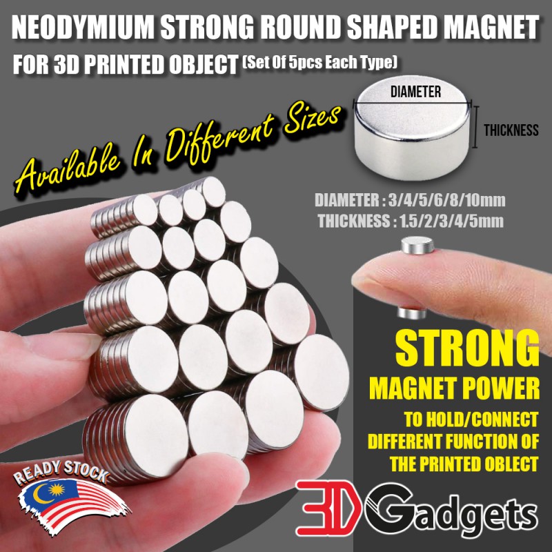 Neodymium Strong Round Shaped Magnet (5pcs set)