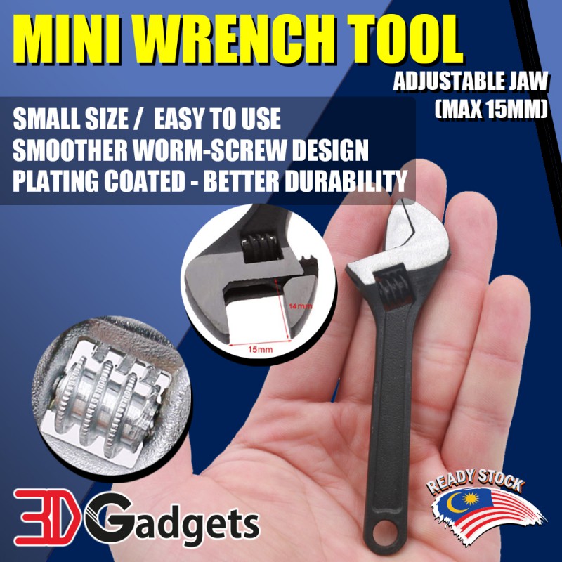 Mini Wrench Tool Adjustable Jaw Max 15mm