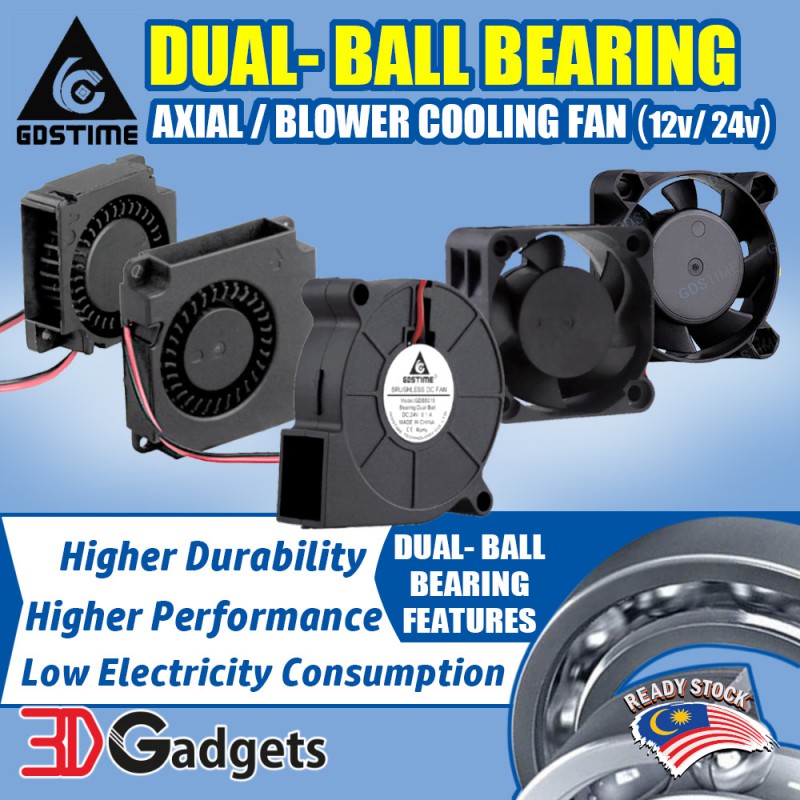 GDSTIME Dual Ball Bearing Axial / Blower Cooling Fan 12v 24v