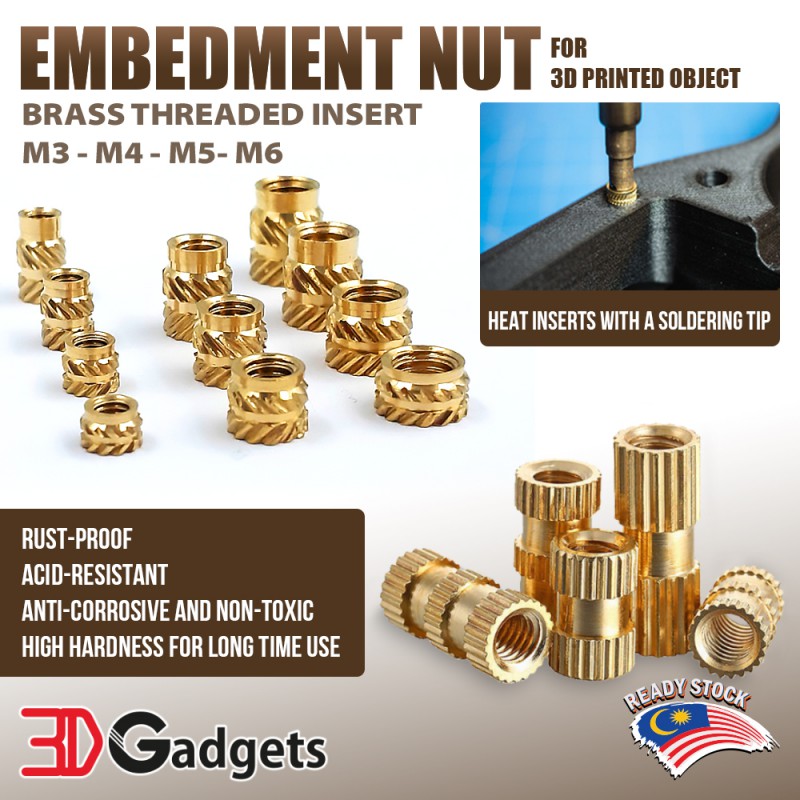 3D Prints Copper Heat Threaded Inserts Embedment nut M3/M4/M5