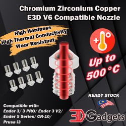 Chromium Zirconium Copper E3D V6 Compatible Nozzle 1.75mm for 3D Printer