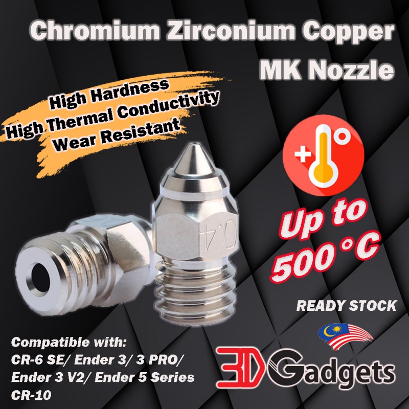Chromium Zirconium Copper MK Nozzle 1.75mm for 3D Printer
