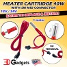 Heater Cartridge 12V/24V 40W with Mid Connector for 3D Printer