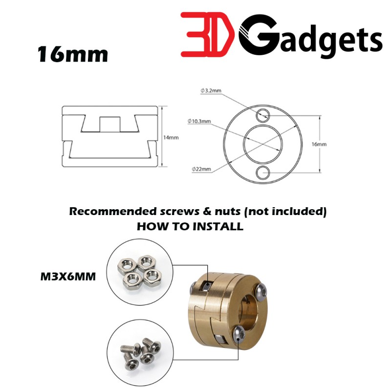 Oldham Coupling 16mm/18mm Brass Coupling Precise ZAxis Connection