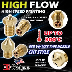 E3D V6 / MK8 Type CHT Style Brass Nozzle High Flow 1.75mm for 3d printer