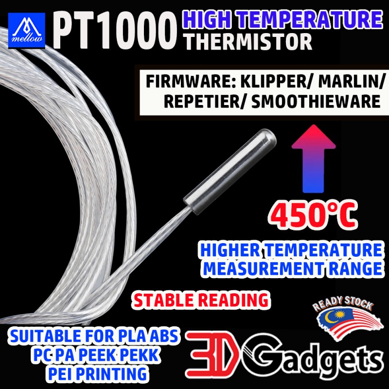 Mellow PT1000 High Temperature Thermistor 450C For Voron Klipper / Marlin / Repetier 3D Printer
