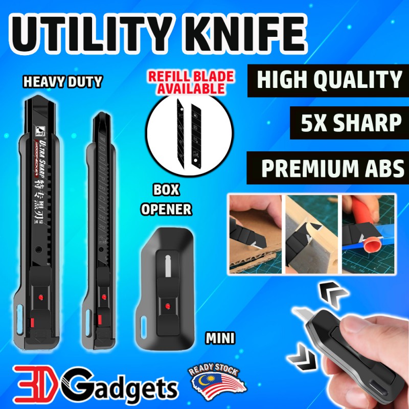 Ultra Sharp Utility Knife High Quality for Box Opener Black Pocket 3D  Printer - Smith3D Malaysia