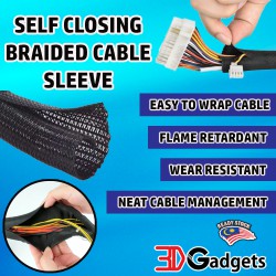 Self Closing Expandable Textile Braided Cable Sleeve 1 meter for 3D Printer Cable Management
