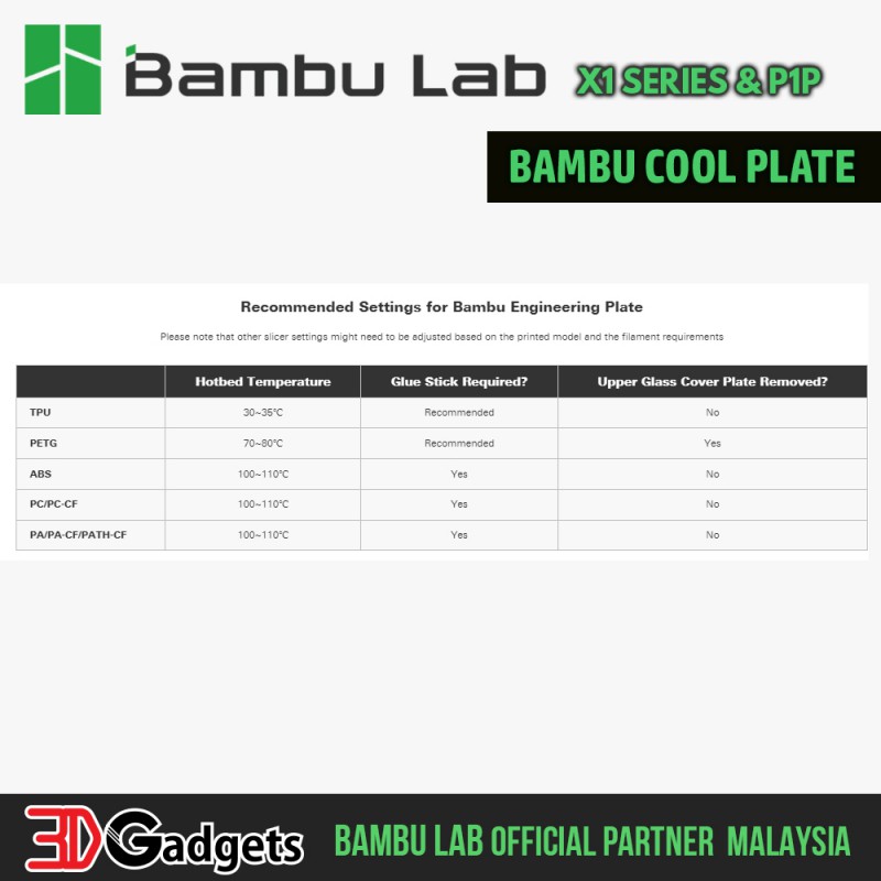 Bambu Lab - Séries X1/X2/P1/P2/A1 - Plateau Technique (Engineering Plate)