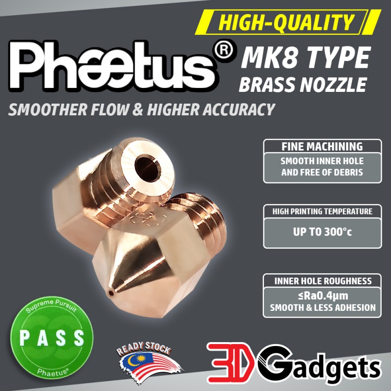 Phaetus PMK8 Brass Nozzle 1.75mm Filament (All Sizes)