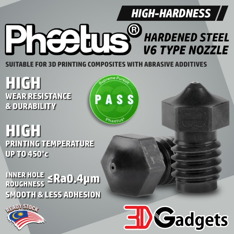 Phaetus V6 Type Hardened Steel Nozzle 1.75mm Filament