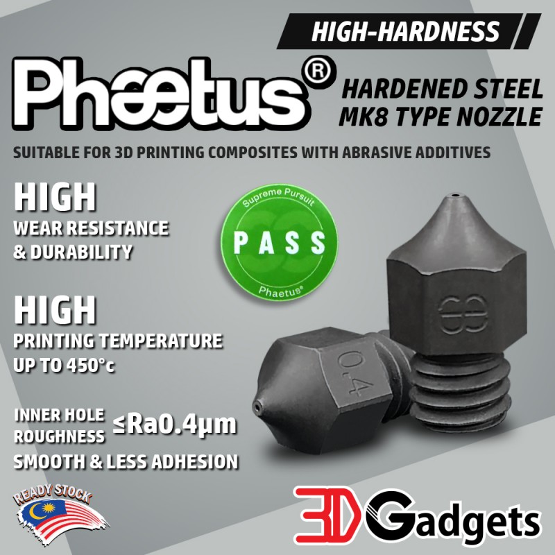 Phaetus PMK8 Hardened Steel Nozzle 1.75mm Filament