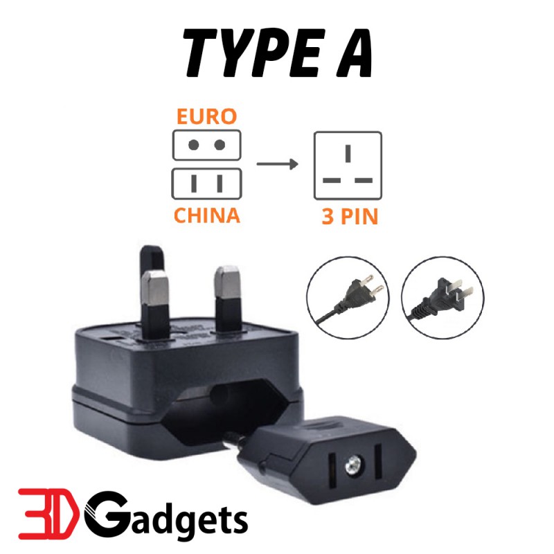 Portable Conversion Plug 2Pin to 3 Pin UK 3Pin Travel Adapter