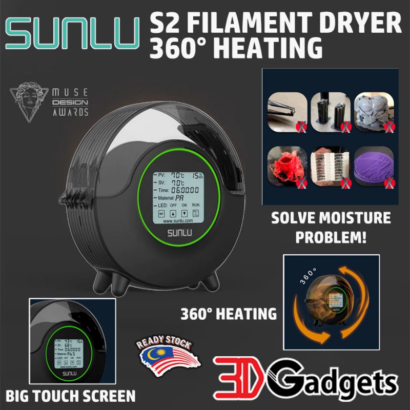 SUNLU Fila Dryer S2 Smart filament dry box 360° surround heating max 70 °C  - Smith3D Malaysia