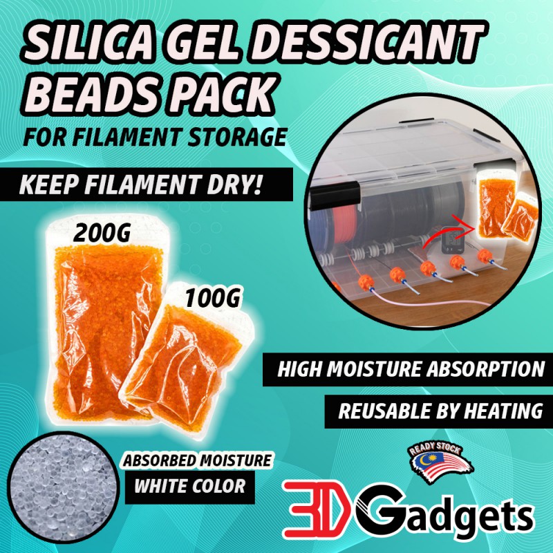 Silica Gel Dessicant Beads Pack 100g/ 200g for 3D Printer Filament Storage