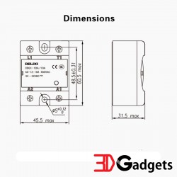 DELIXI SSR Solid State Relay CDG1-1DA DC-AC /  CDG1-1DD DC-DC 10A/40A for 3D Printer
