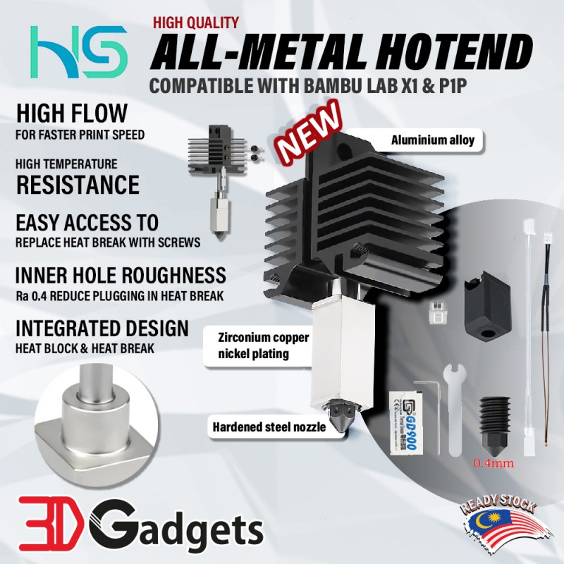 Haldis 3D All-Metal Hotend Integrated Head Block for Bambu Lab X1 & P1P 3D Printer