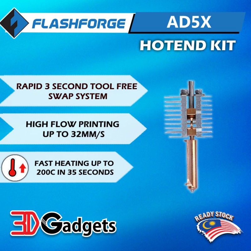 Produktbild von 0,4 Mm Hotend-Kit Für Flashforge AD5X – Schnellwechseldüse Aus Gehärtetem Stahl, Inkl. Silikonabdeckung & Düsenreiniger, Hochgeschwindigkeits-Teile