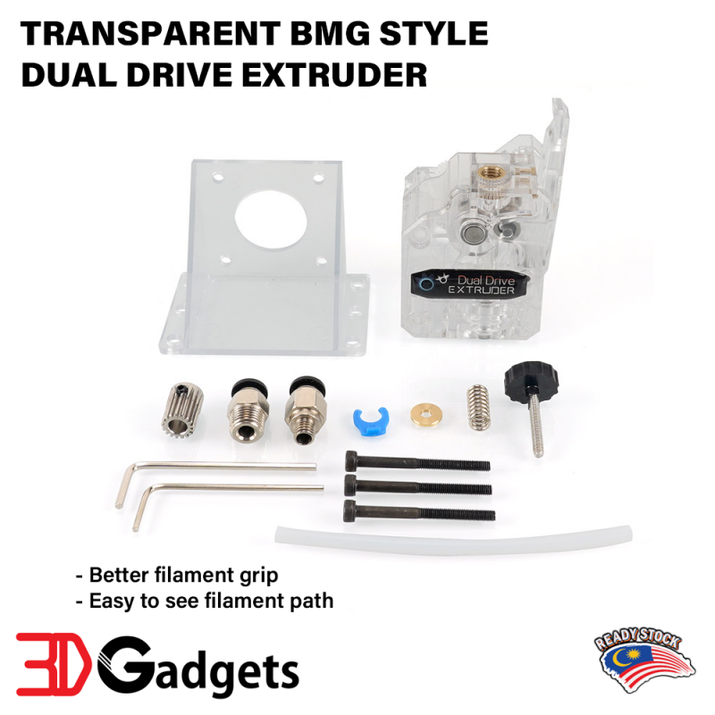 TRANSPARENT BMG style Dual Drive Extruder
