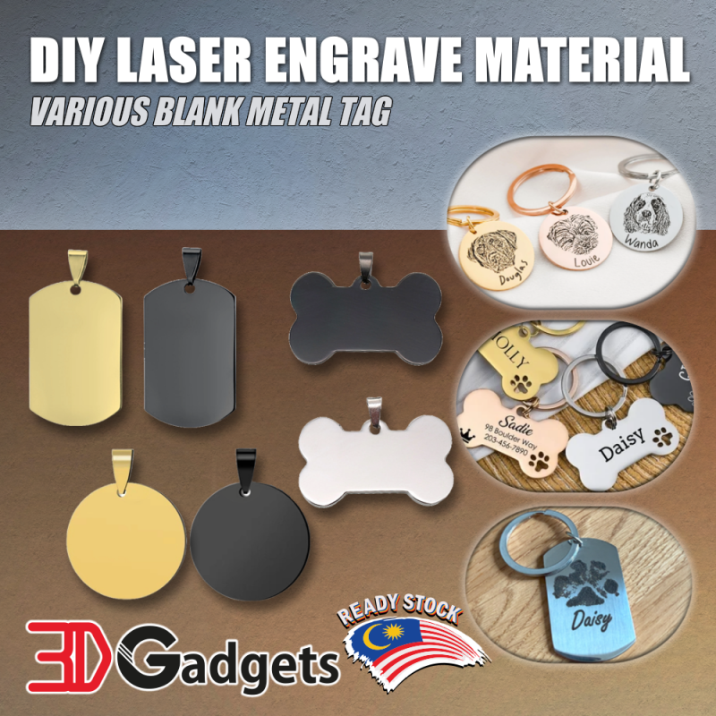 Stainless Steel Keychain Plate with Multiple Shape / Chrome and Solid Colour for Diode / Fiber / MOPA Laser Engrave DIY