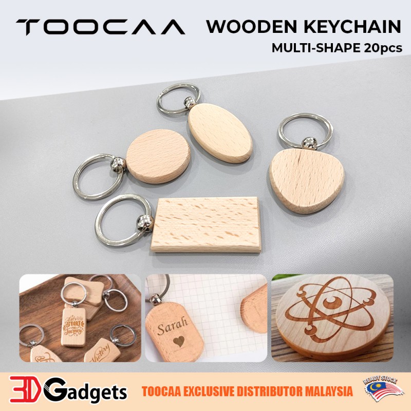 TOOCAA Laser Engrave Material - Wooden Keychain Multi-Shape (20pcs)