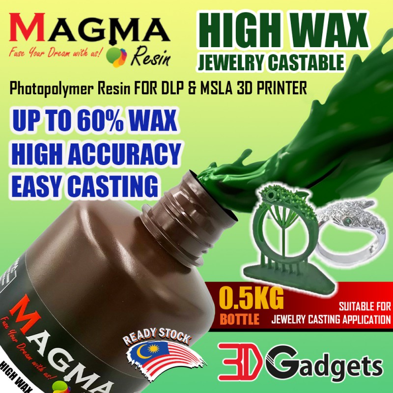 Magma x Jamghe Jewelry Castable HIGH WAX Resin 500g for 3D Printer LCD MSLA Anycubic Elegoo Flashforge Phrozen