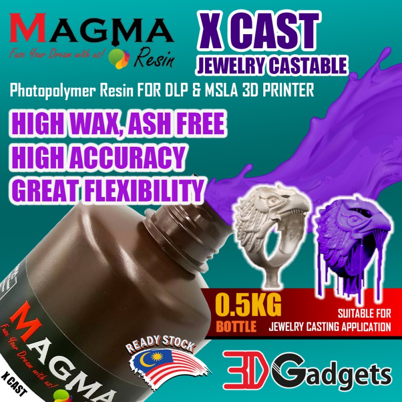 Magma x Jamghe Jewelry Castable X CAST Resin 500g for 3D Printer LCD MSLA Anycubic Elegoo Flashforge Phrozen